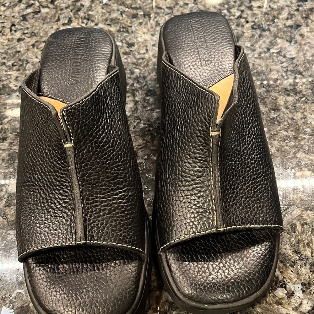 Minnetonka Leather Slides